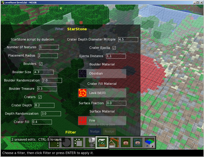 Starstone Craters Mcedit Filter Compliant Minecraft Tools Mapping And Modding Java Edition Minecraft Forum Minecraft Forum